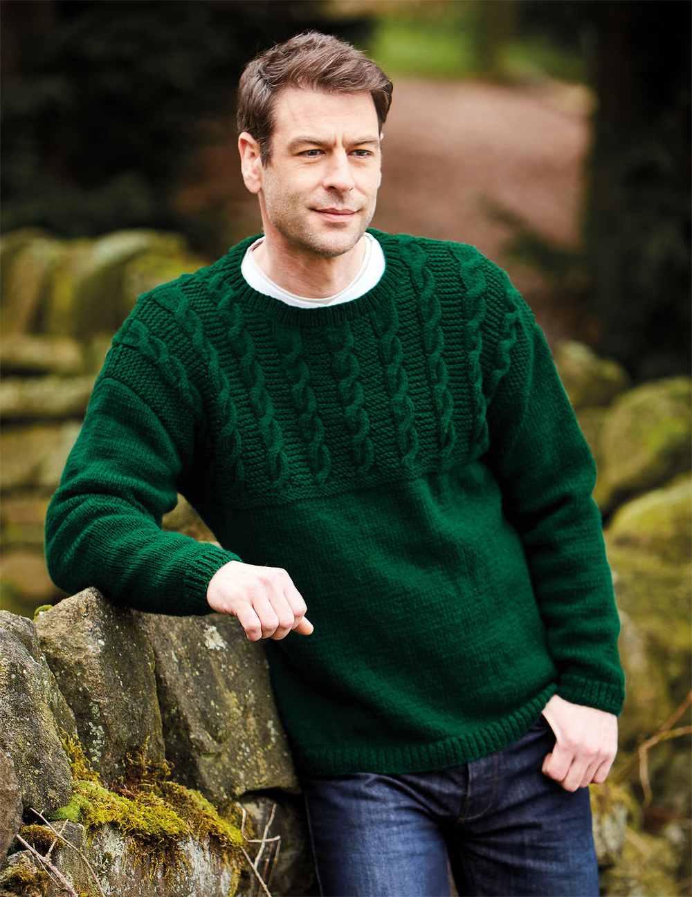 Man's Cable Yoke  Sweater Knitting Pattern