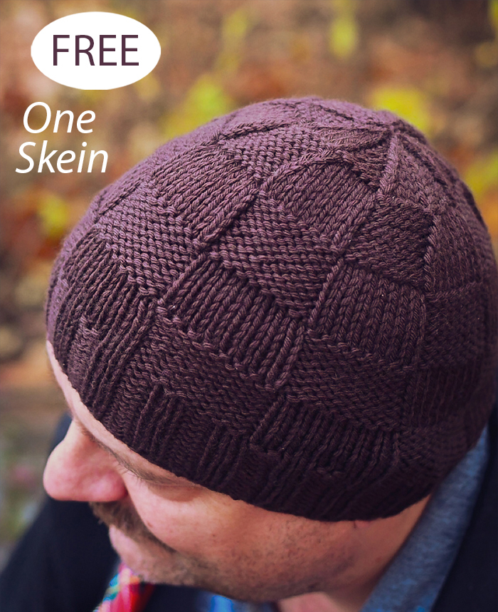 Free One Skein Checkered Hat Knitting Pattern