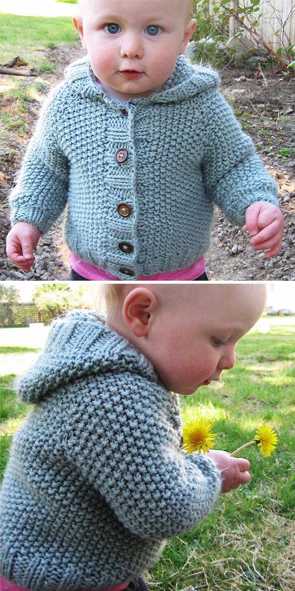 Knitting Pattern for Manda Ruth Baby Hooded Cardigan