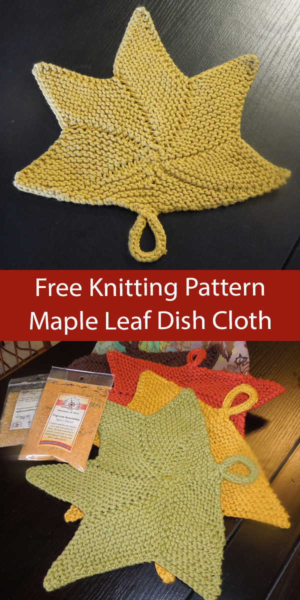 Free Knitting Pattern Maple Leaf Dish Cloth
