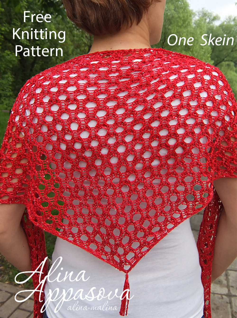 Free One Skein Maraschino Lace Shawl Knitting Pattern