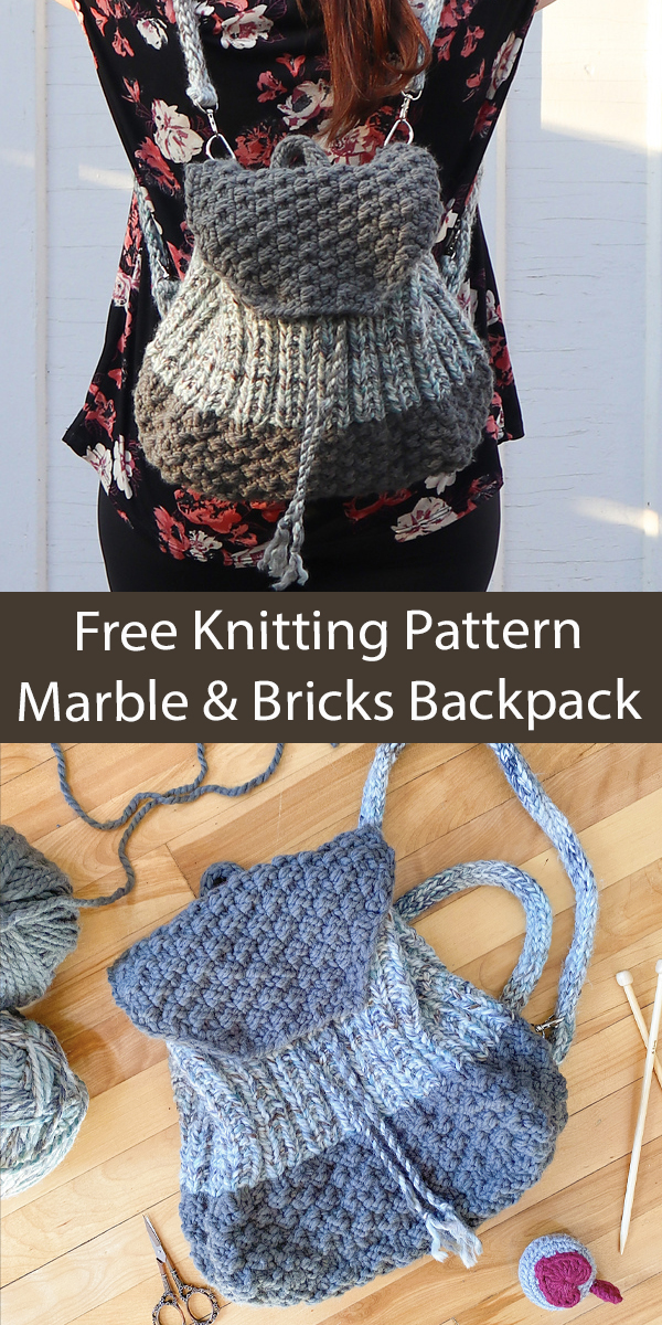 Free Backpack Knitting Pattern Marble & Bricks Backpack