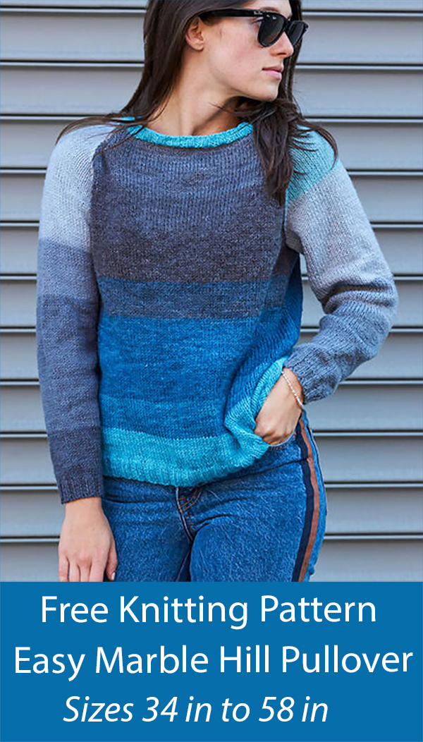 Free Sweater Knitting Pattern Easy Marble Hill Pullover