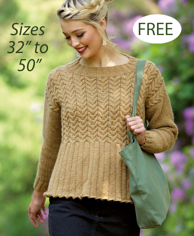 Free Margot Cabled Peplum Sweater Knitting Pattern