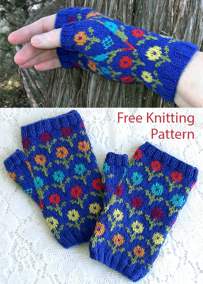 Free Margot's Garden Fingerless Mittens Knitting Pattern