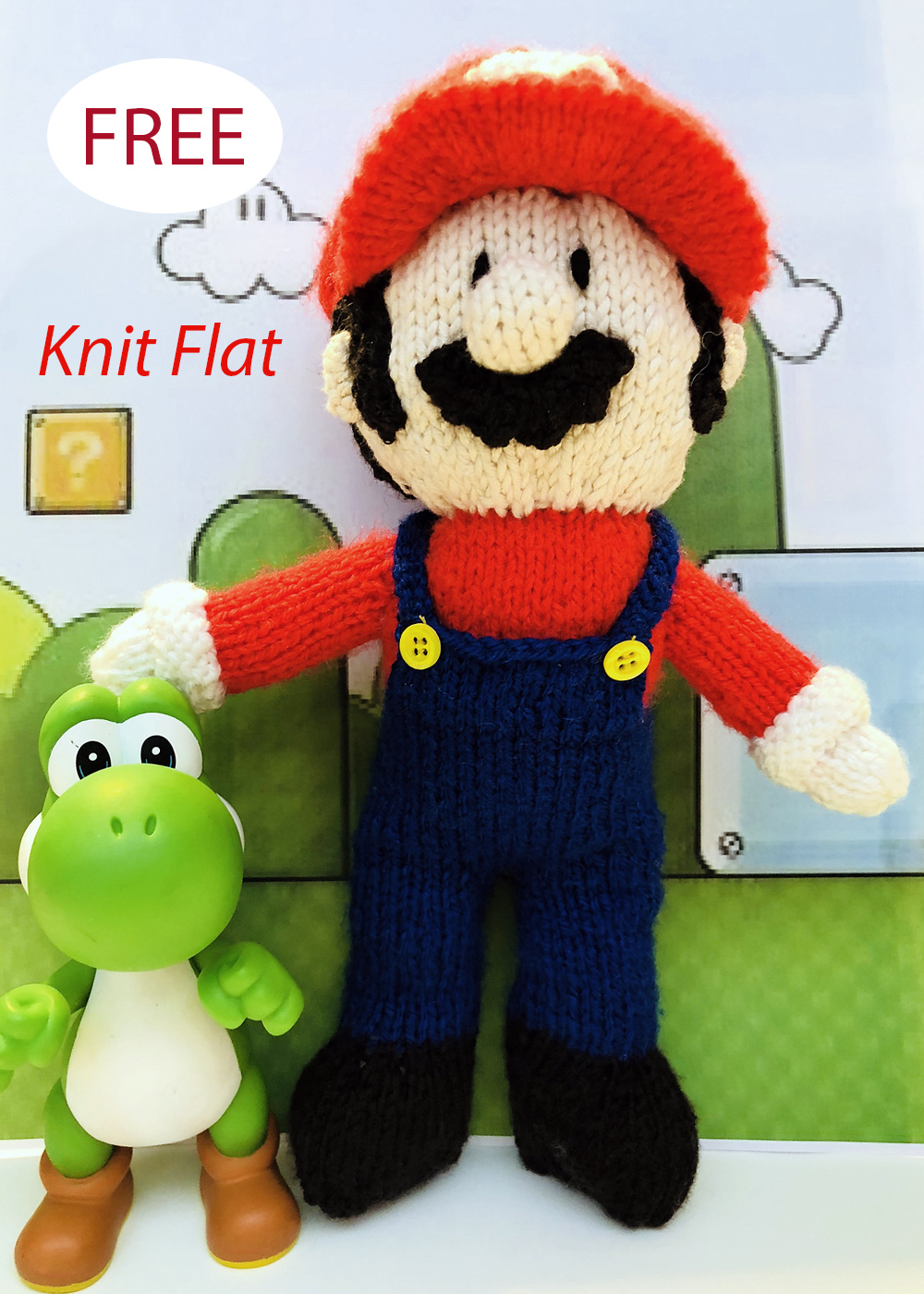 Free knitting pattern for Mario