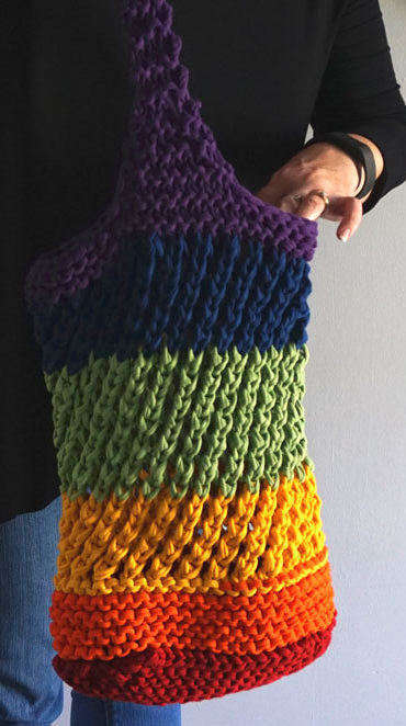 Knitting Pattern for Market Tote with T-Shirt Yarn
