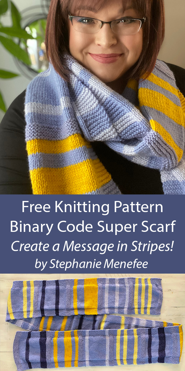 Binary Code Super Scarf Free Knitting Pattern