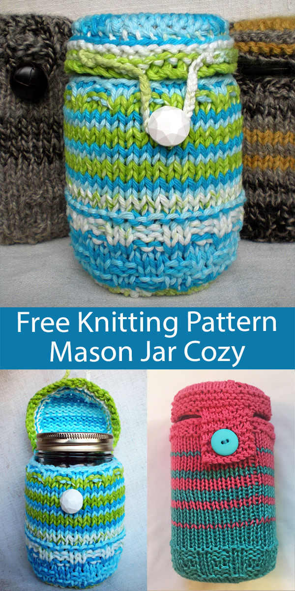 Free Jar Cozy Knitting Patterns Mason Jar Covers