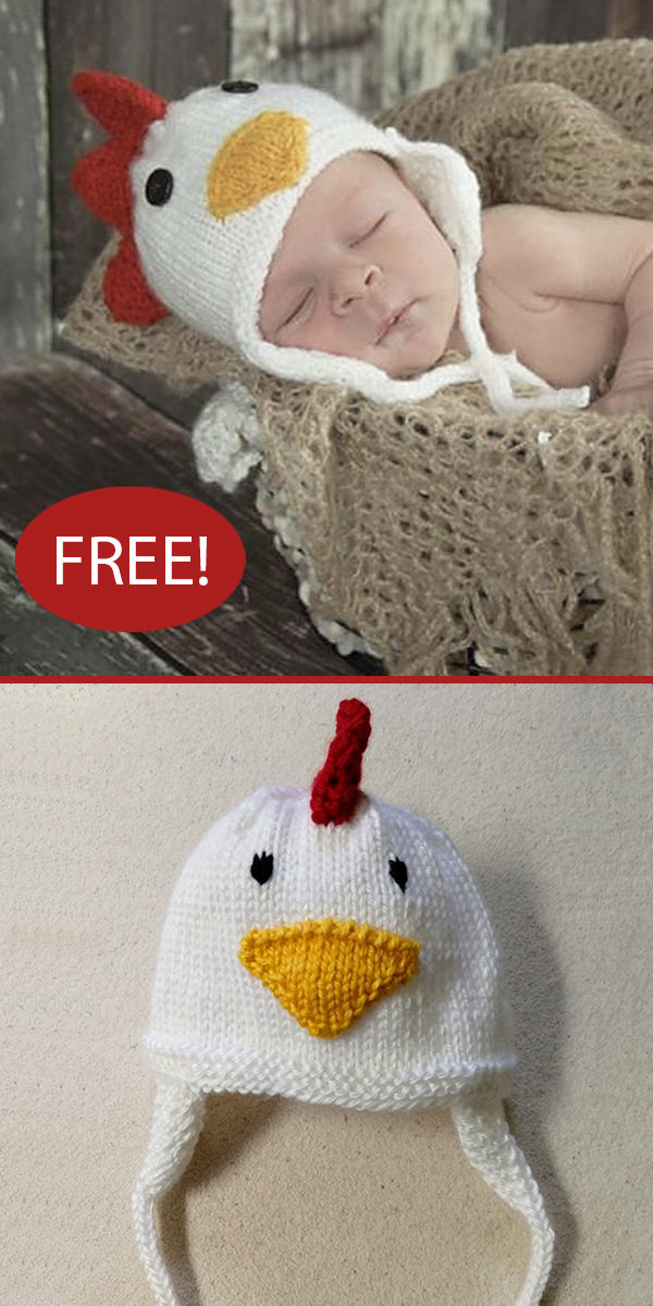 Free Chicken Baby Hat Knitting Pattern Baby Hat with Ear Flaps