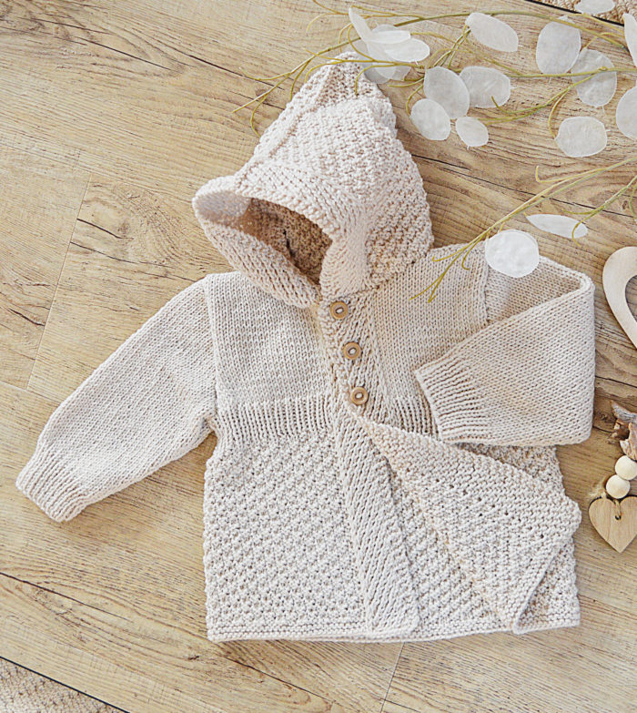 Knitted hooded cardigan outlet baby