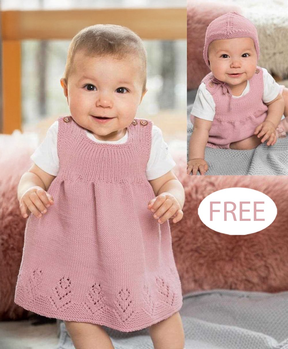 Free Meadowflower Baby Dress and Beanie Knitting Pattern