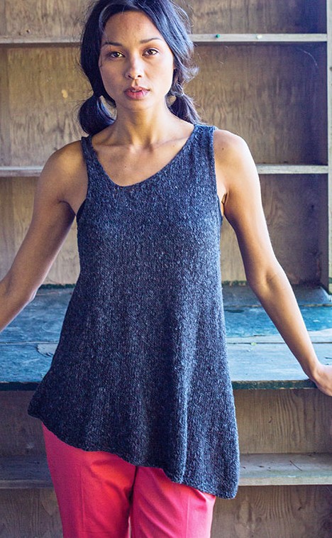 Free knitting pattern for Maderia asymmetric top