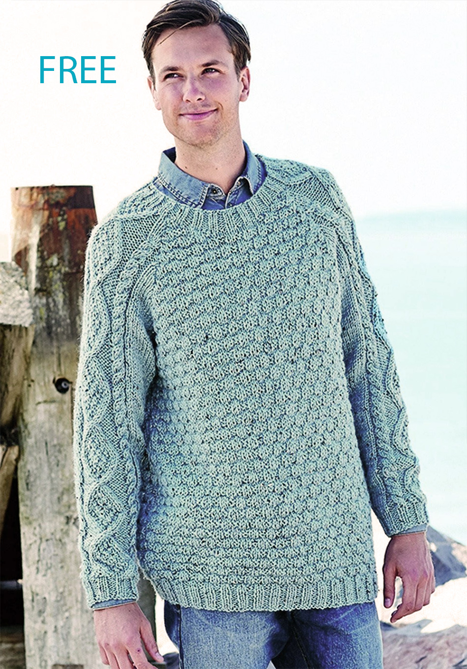 Free Mens Chunky Tweed Jumper Men Pullover Sweater Knitting Pattern 