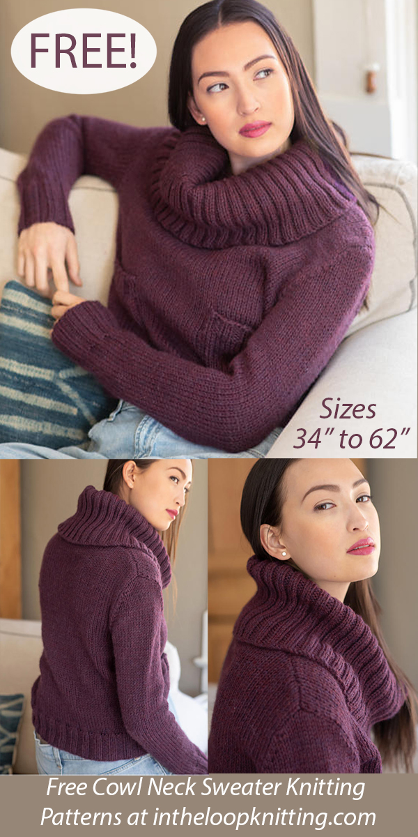 Turtleneck Sweater Oversized Jumper Knitting Pattern Free Rib Yoke