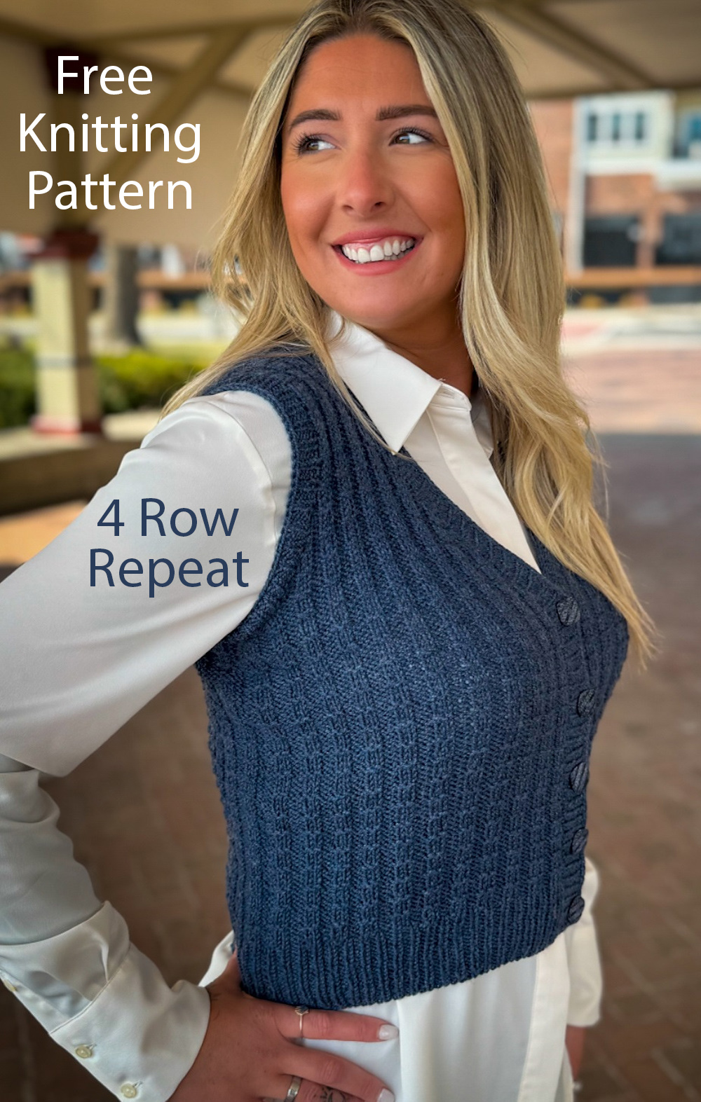 Free Merino Del Sol Ladies Vest Sweater Knitting Pattern 4 Row Repeat