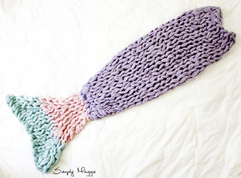 Free Knitting Pattern for Arm Knit Mermaid Blanket