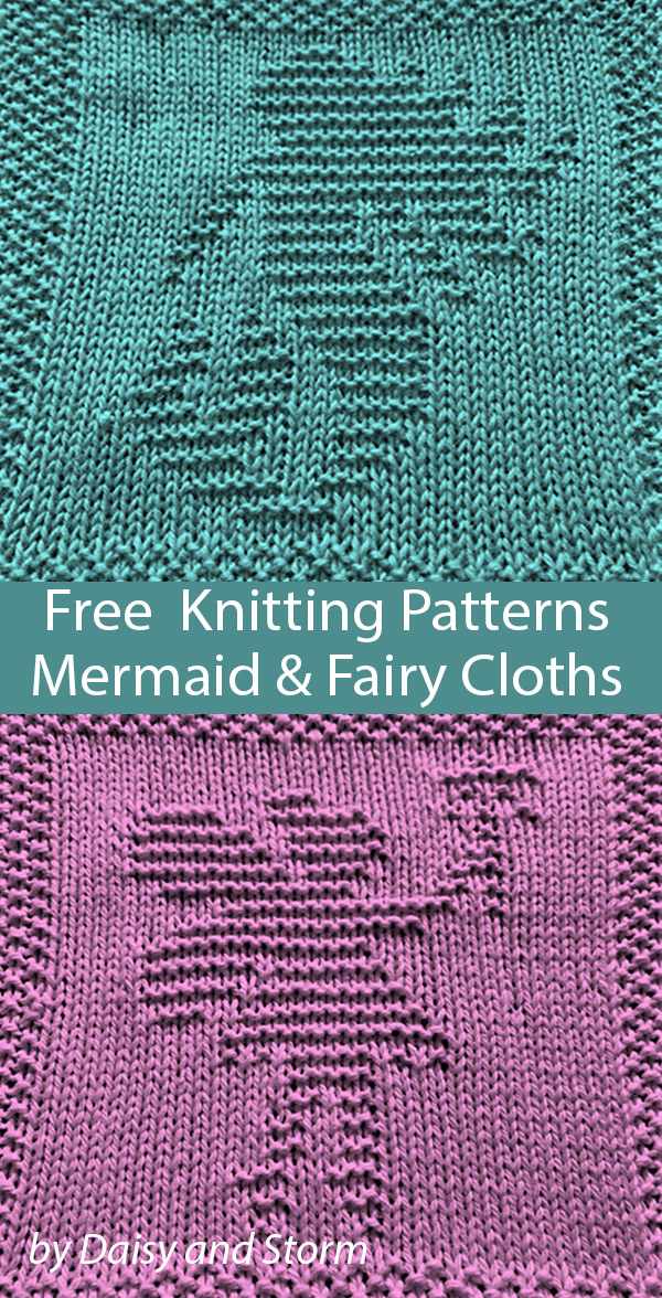 Mermaid and Fairy Free Dish Cloth Knitting Patterns Afghan Squares
