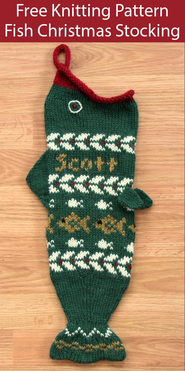 Free Knitting Pattern for Fish Christmas Stocking