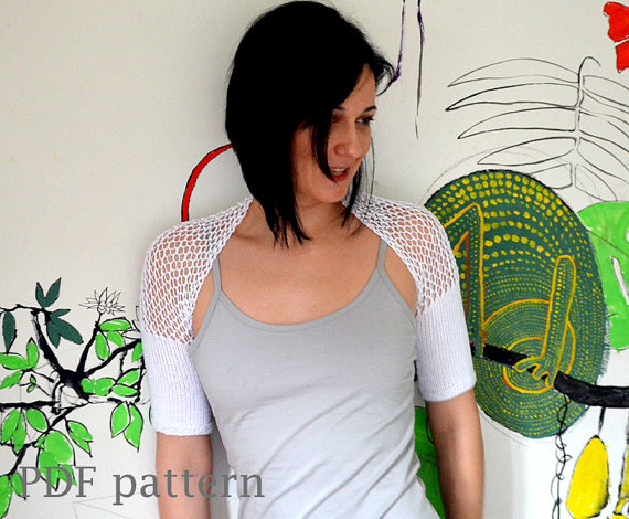Mesh Lace Knit Shrug Knitting Pattern | Knitting Patterns for Shrugs and Boleros, many free patterns at http://intheloopknitting.com/free-shrug-bolero-knitting-patterns/