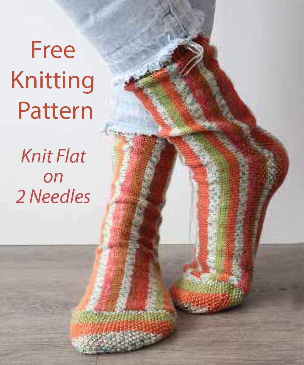 Free Knitting Pattern Mexi-go Socks Flat Knit Two Needle Socks