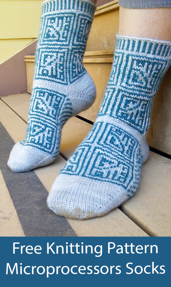 Microprocessors Socks Free Knitting Pattern Computer Socks