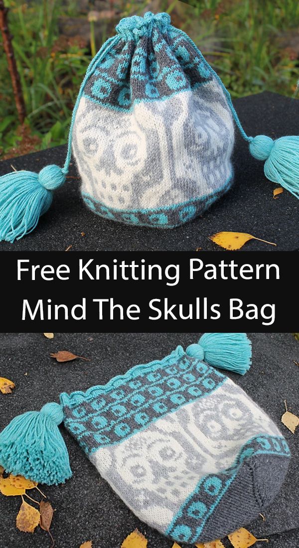 Free Knitting Pattern Mind The Skulls Bag