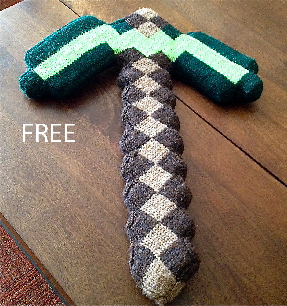 Free knitting pattern Minecraft Pickaxe
