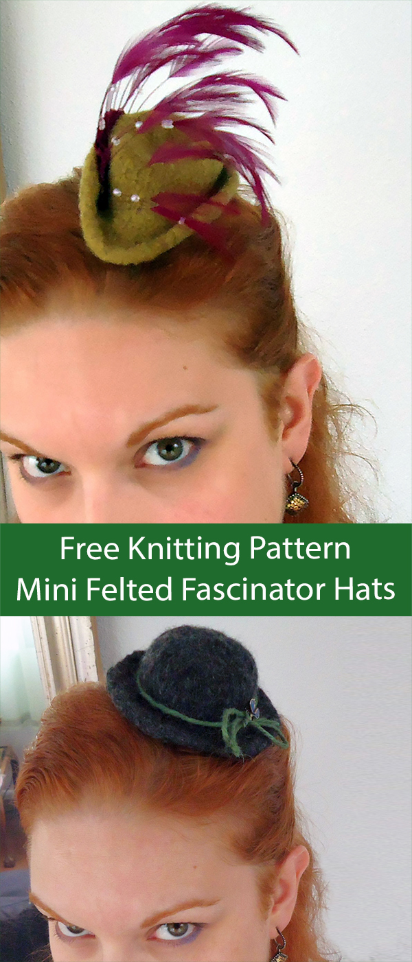 Free Knitting Pattern Mini Felted Fascinator Hats Hair Accessory