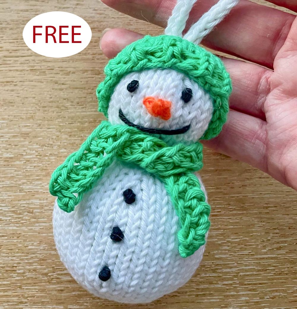 Free Christmas Snowman Ornament knitting patterns