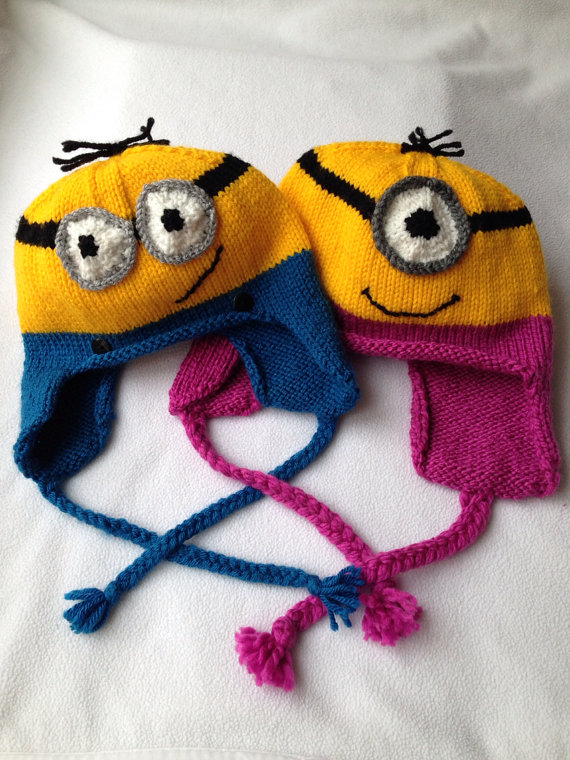 KNITTING PATTERN -Minion Ear Flap Hat