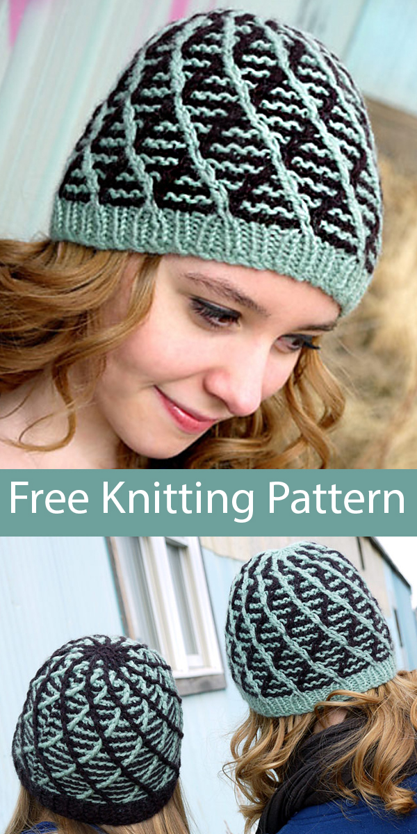 Free Knitting Pattern for Diamond Slipped Stitch Beanie