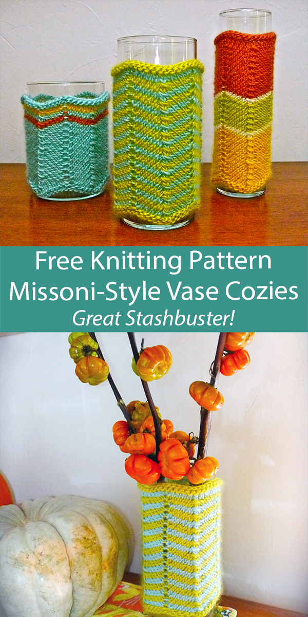 Free Vase Knitting Patterns Missoni-Style Vase Cozies Stashbuster
