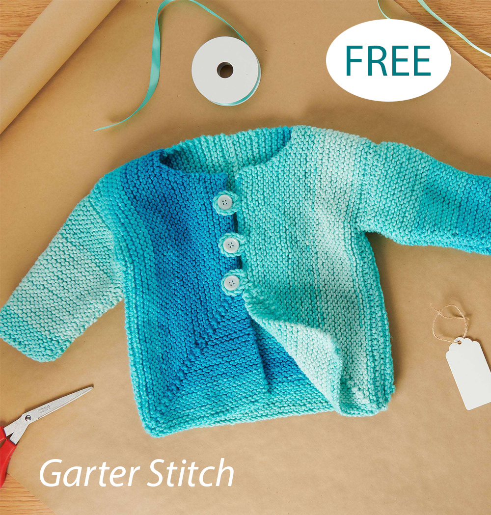 Free Knitting Pattern Garter Stitch Mitered Knit Baby Jacket