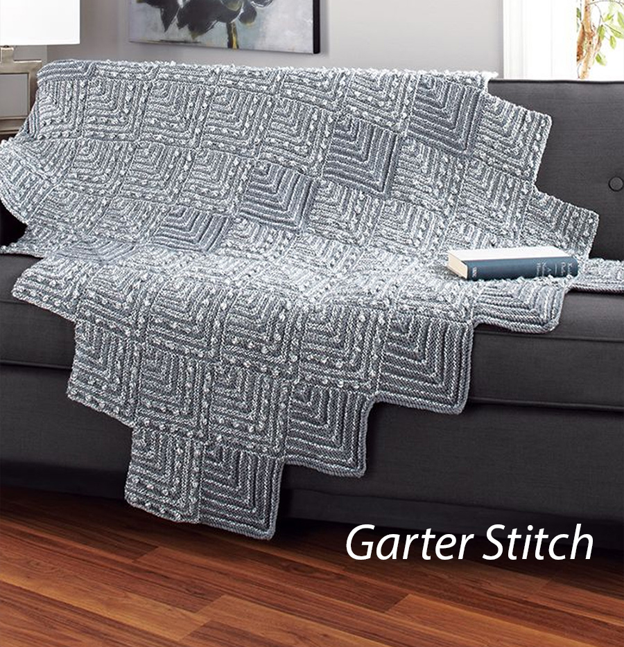 Mitered Ragg Throw Blanket Knitting Pattern