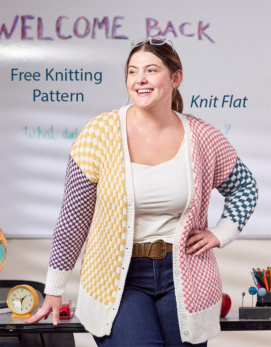 Free Mixed Checks Cardigan Knitting Pattern