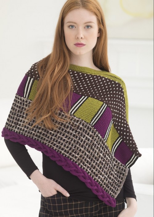 Mixed Media Poncho Free Knitting Pattern