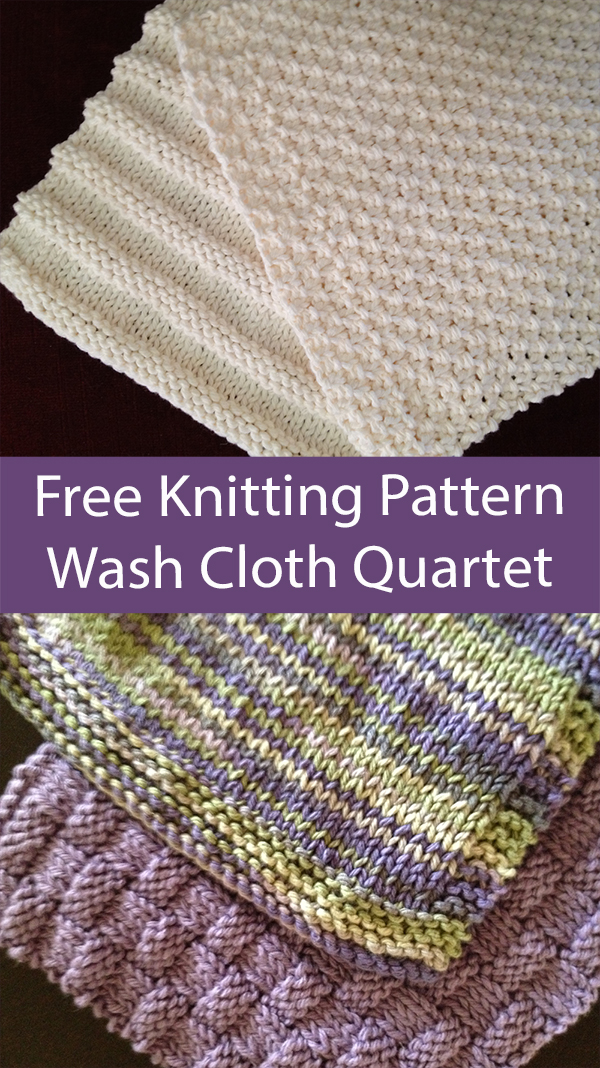 Free Dishcloth Knitting Pattern Set Wash Cloth Quartet