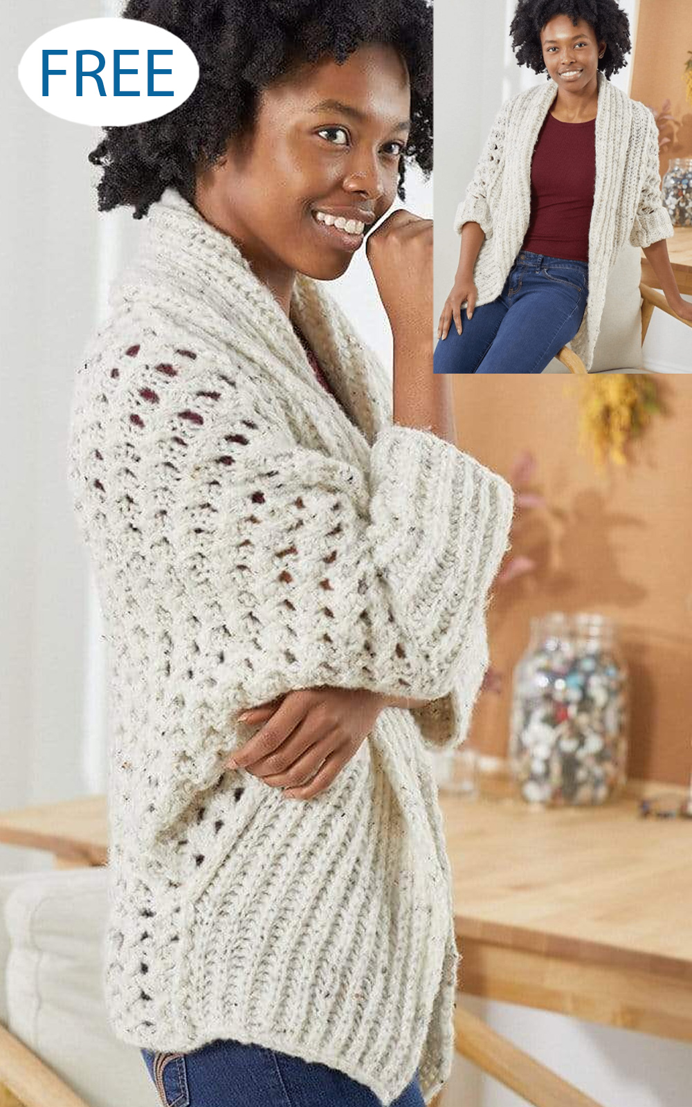 Free Mock Cable Cocoon Knitting Pattern