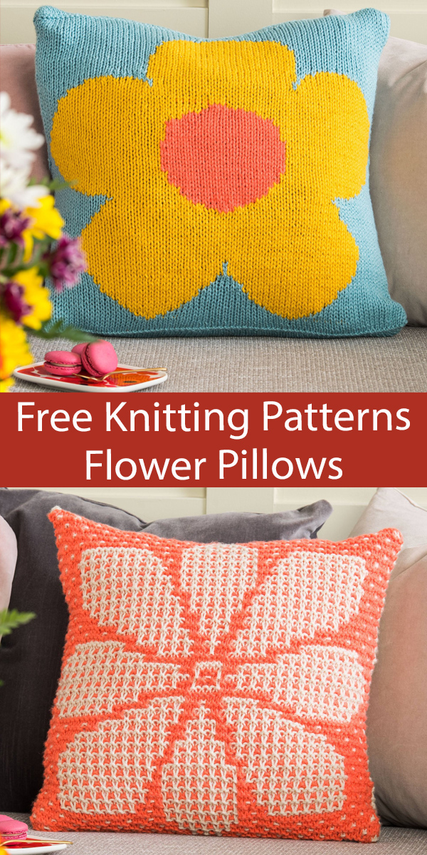 Free Flower Pillow Knitting Patterns Mod Flower and Mosaic Floral Pillows
