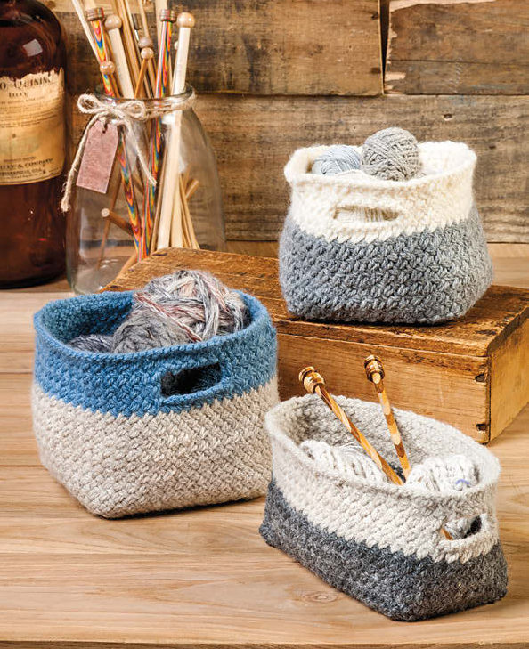 Knitting Patterns & Supplies - Garter Stitched Baskets