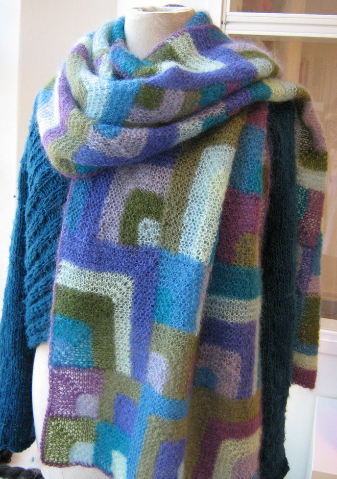 Free Knitting Pattern for Modern Quilt Wrap