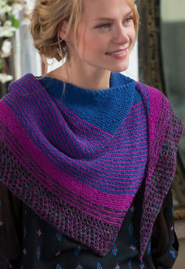 Free knitting pattern for Modern Stripe Shawl easy pattern