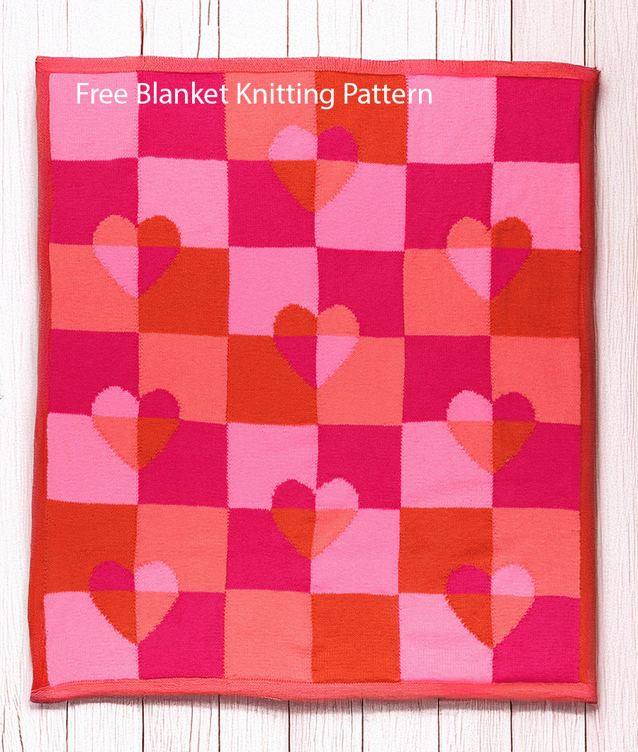 Free Modern Twist Heart Blanket Knitting Pattern