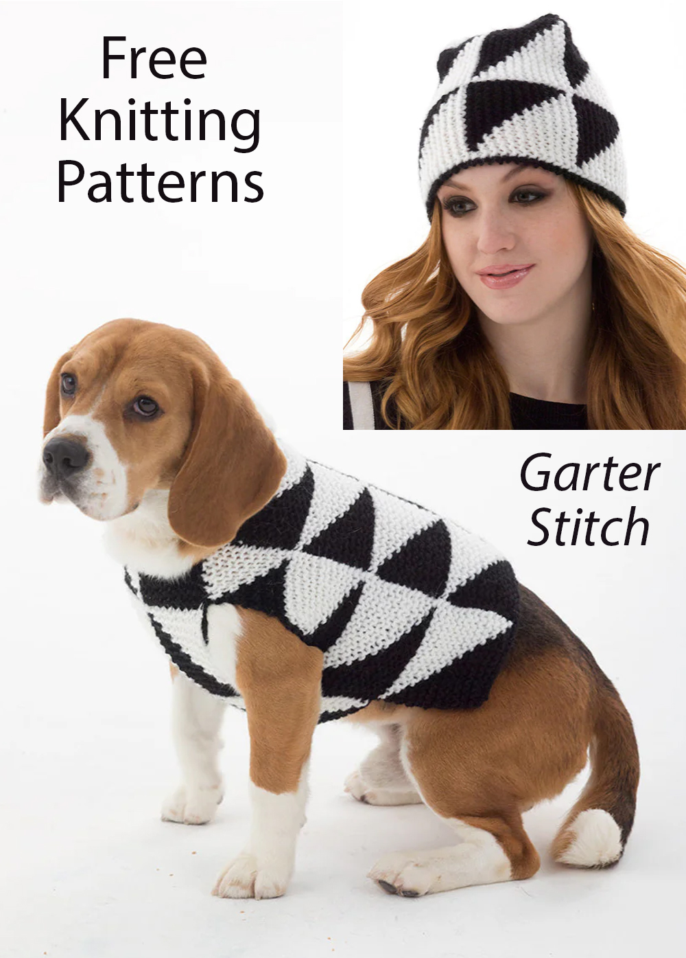 Free Knitting Pattern for Modernist Dog Sweater and Human's Hat