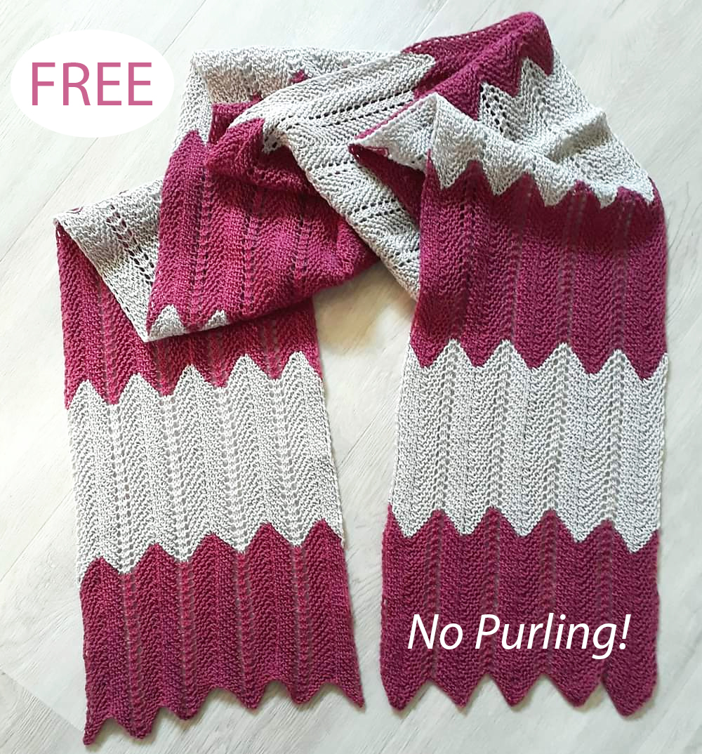 No Purl Zigzag Scarf Free Knitting Pattern