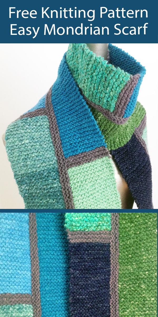 Free Scarf Knitting Pattern Garter Stitch Mondrian Colorblock Scarf