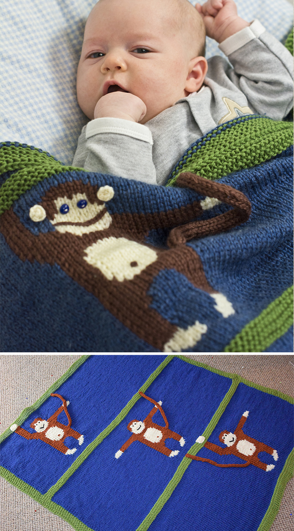 Free Knitting Pattern for Monkey Business Blanket