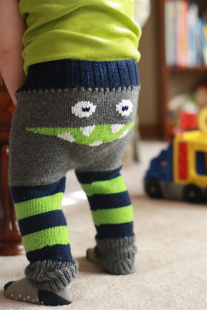 Free knitting pattern for Baby Monster Pants