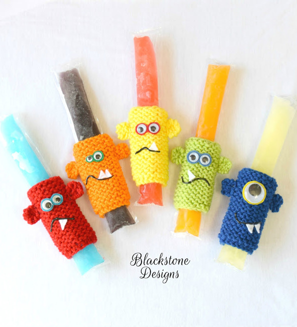 Free Knitting Pattern for Monster Popsicle Holders